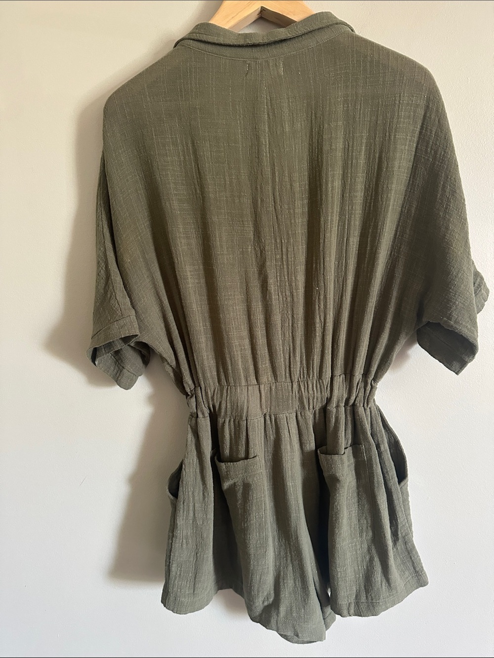 Olive Green Utility Button Front Romper Short Sleeve Casual Jumpsuit - Picture 12 of 12